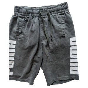 Boy's 8 Puma Gray Drawstring Sweatpants Shorts Puma Logo Down Sides